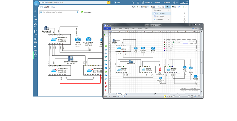 NetBrain automated network diagrams provide the level of detail critical for efficient integration.
