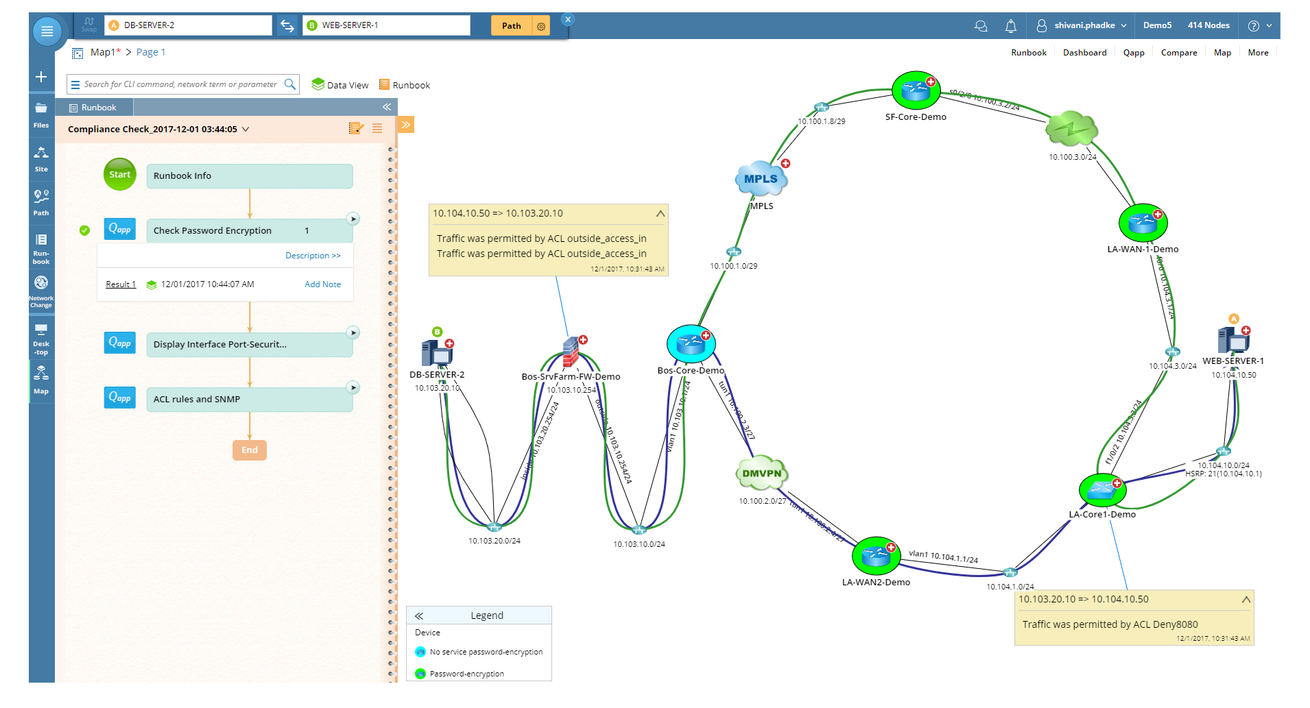 Dynamic Maps showing how traffic flows demonstrating network compliance