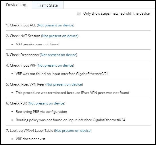 Regular Network Device AB Path Device Log