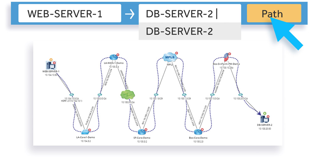 NetBrain maps any path end to end in seconds.