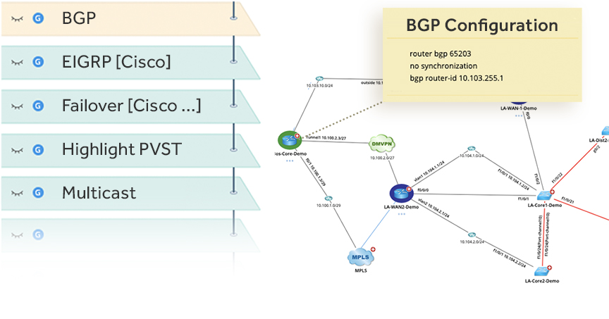 NetBrain BGP Configuration Data View Dynamic Map