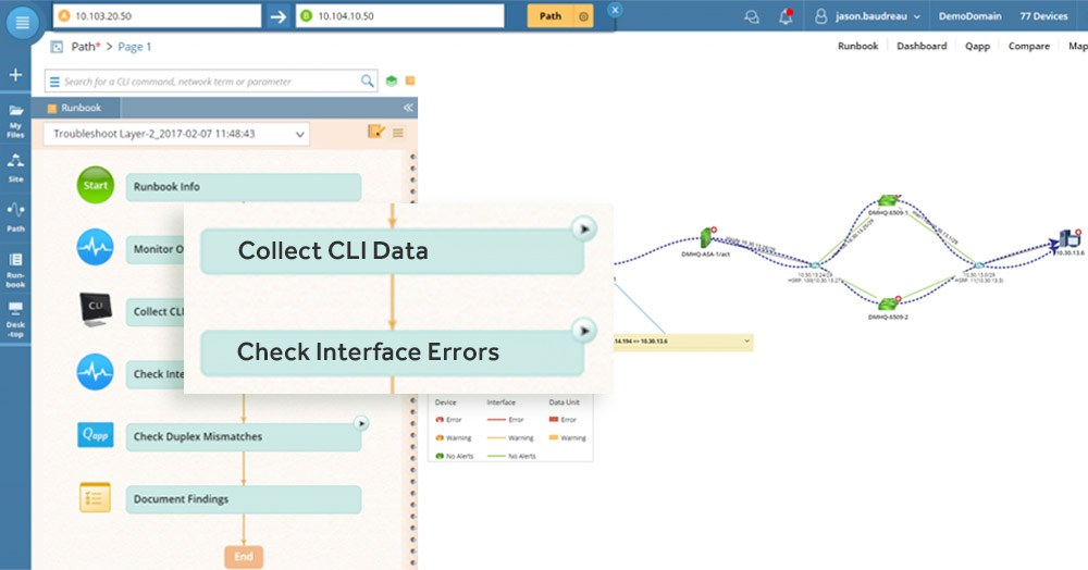 NetBrain Executable Runbook - CLI data, check interface errors