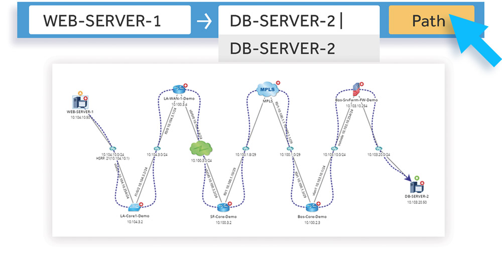 NetBrain A/B Paths - network pathing, visualize traceroute