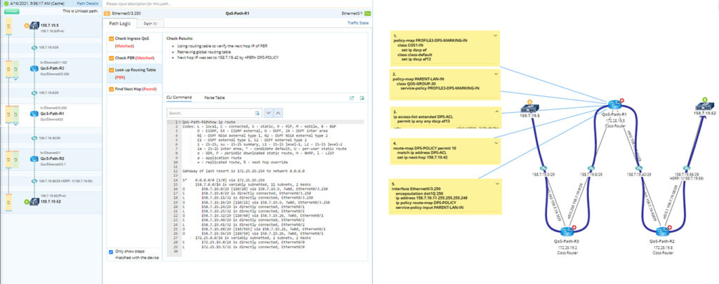 Netzwerkaktualisierung für Pfad über QoS und richtlinienbasiertes Routing (PBR)